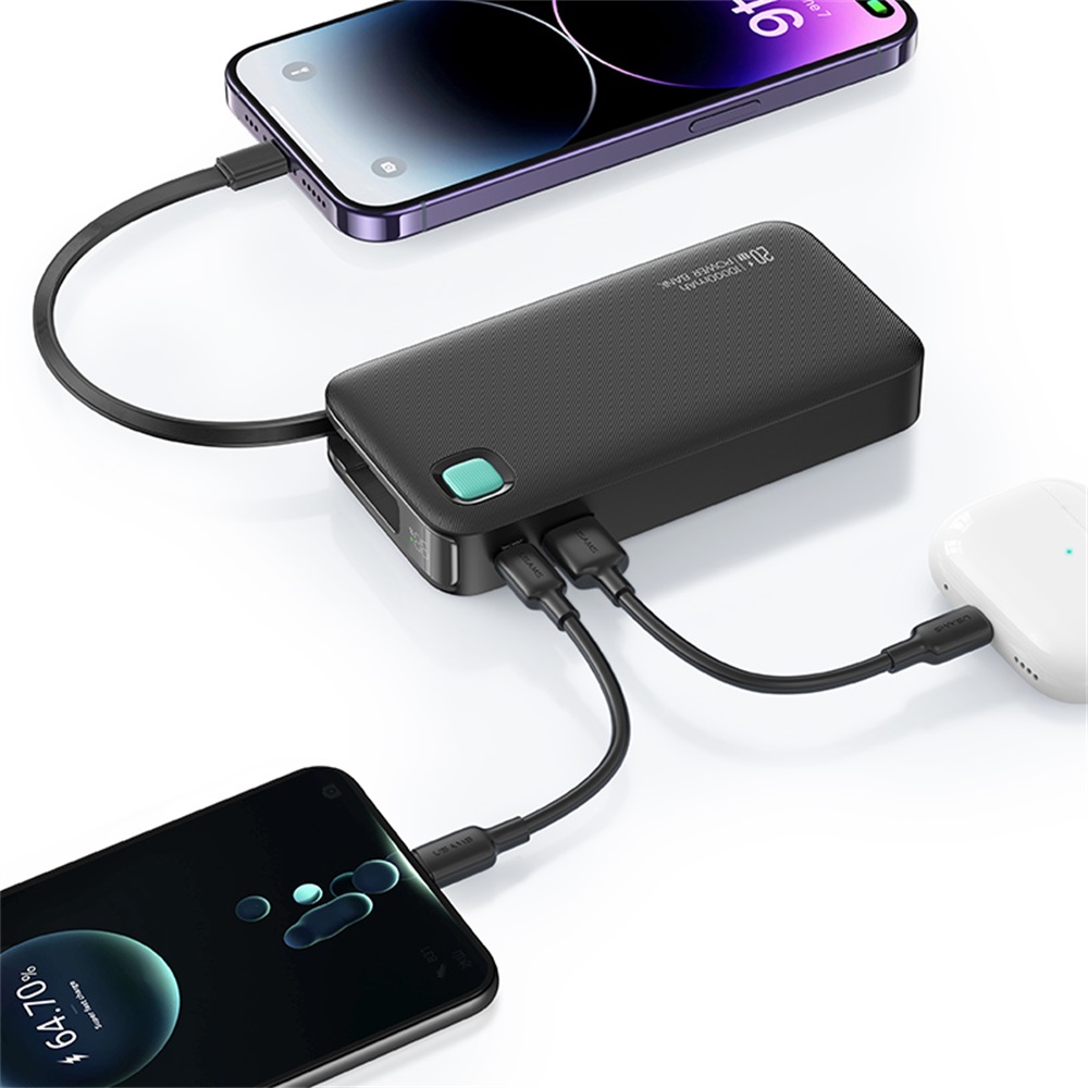 CD225 20W Digital Display Fast Charging Power Bank With Lightning Retractable Cable 10000mAh - XY Series